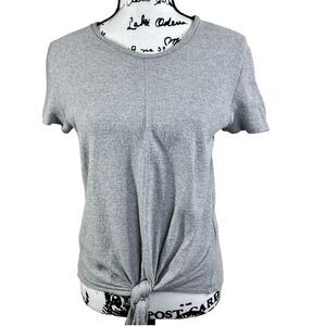 Madewell Texture & Thread Modern Tie-Front Top Grey size S lagenlook basic